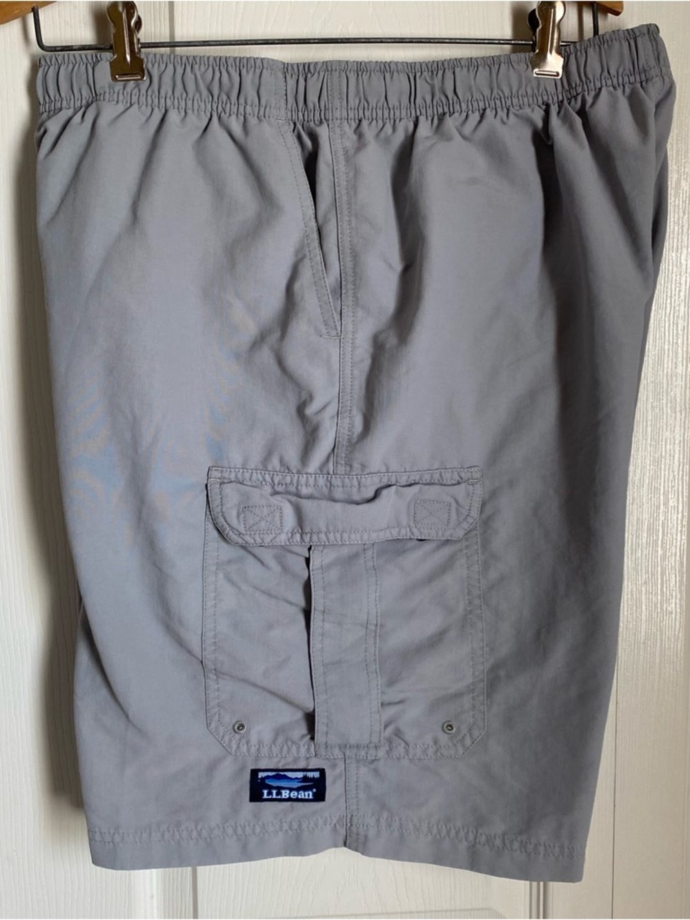 L.L.Bean Mens Gray Supplex Cargo Sport Shorts L Outdoors Hiking Swim Y2K Granola
